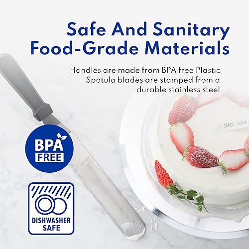 Miniatura 5 de New Star Foodservice 38156 Espátula de glaseado en ángulo, hoja de 6 pulgadas, 11 pulgadas en total, color plateado