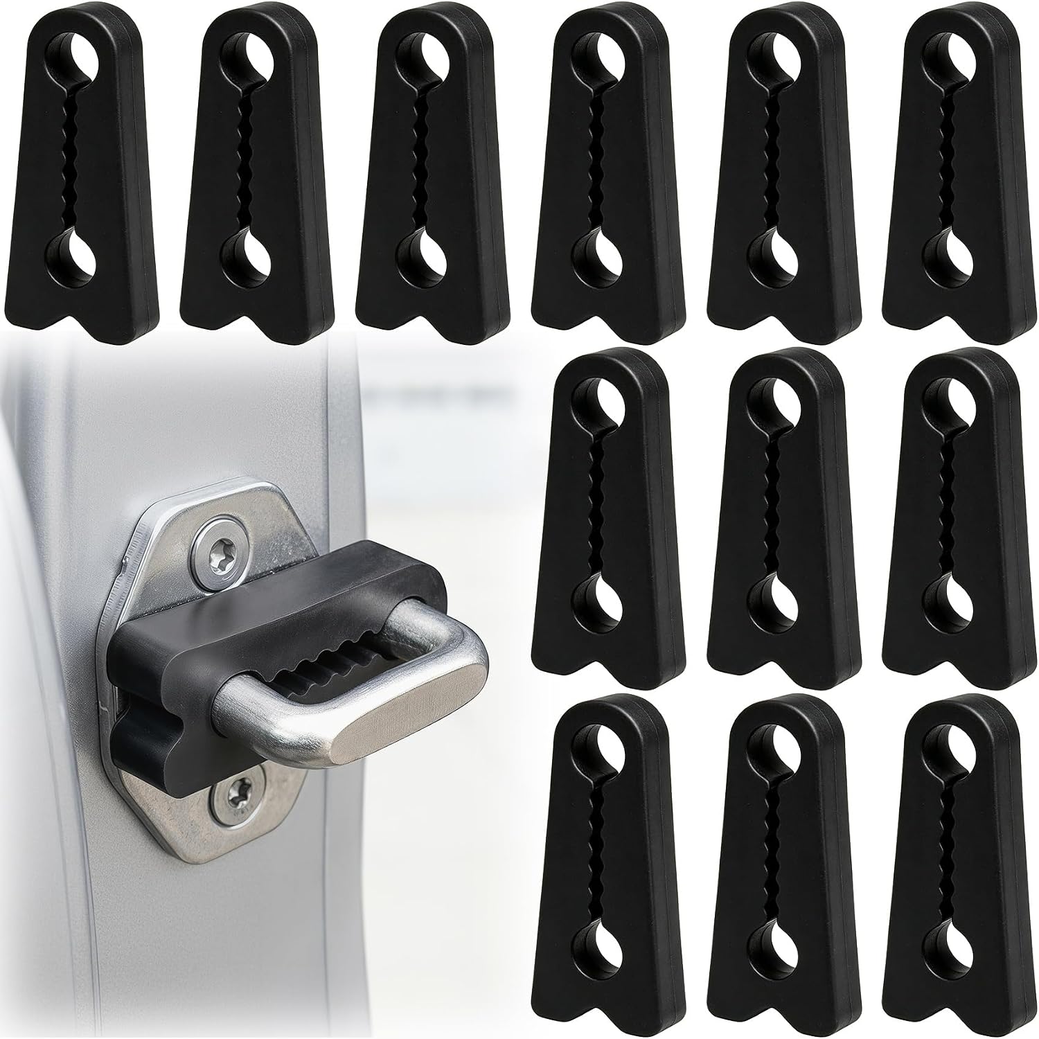 12pcs Silicone Car Door Latch Cover, Black Car Lock Cover Protector, Protective Noise Reduction Door Latch Guard Accessories for Automotive Small Car Noise Reduction