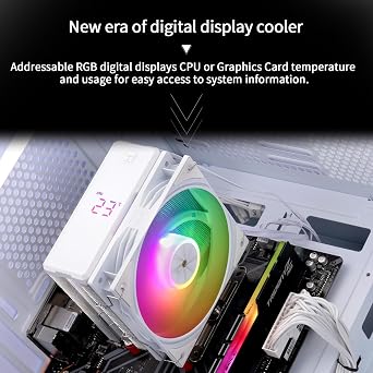 Thermalright Assassin X 120R Digital ARGB White CPU Air Cooler, 2000RPM Speed,4 Heatpipes, 12cm Quiet PWM Fan CPU Cooler, Digital Screen Top Cover,for AM4/AM5,Intel LGA1700/1851/1150/1151/1200