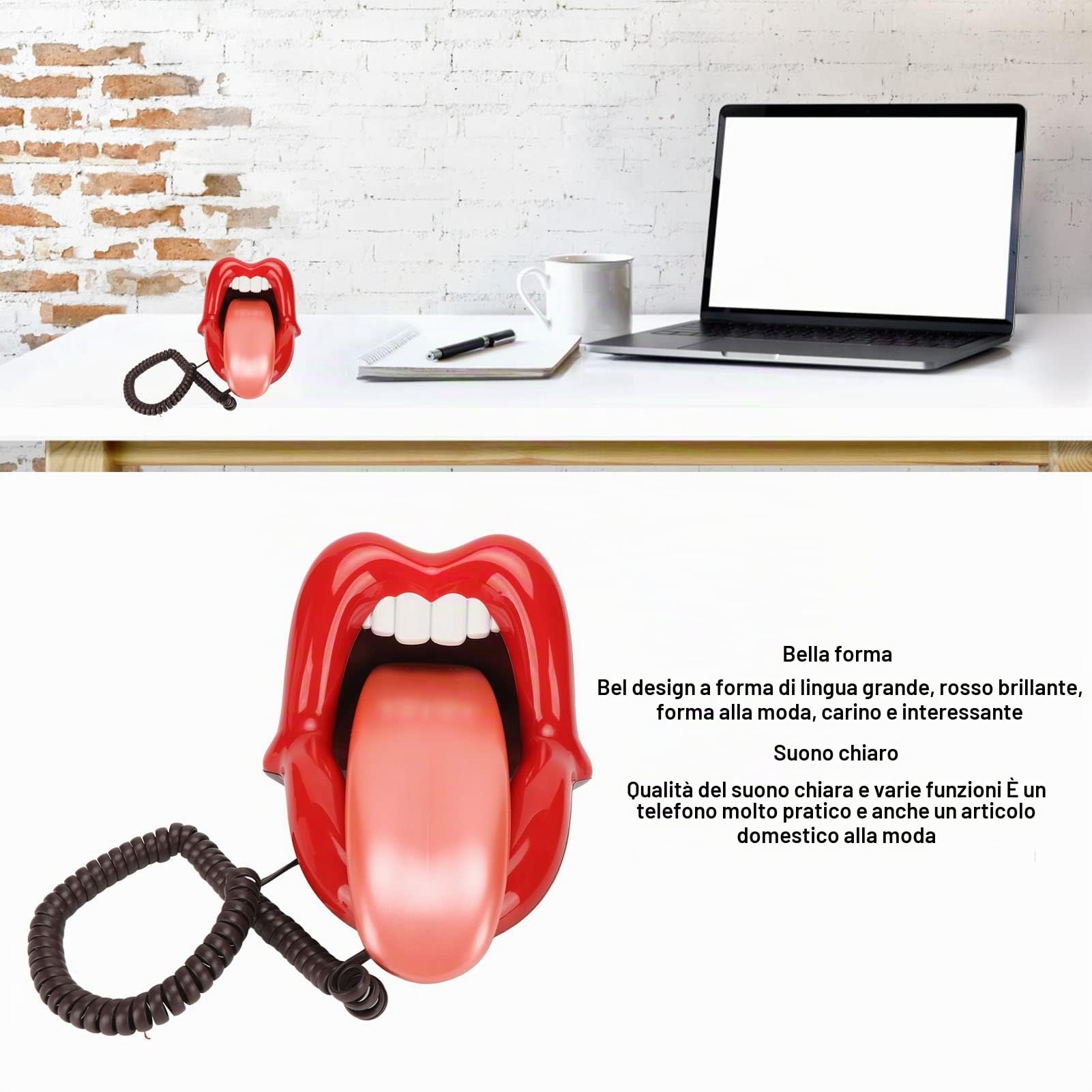 Telefono Fisso, Telefono Stile Stravagante a Forma di Lingua Larga, Telefono Carino e Divertente, Lingua Grande Stravagante per Feste a Tema, Oggetti di Scena Casa Stregata,