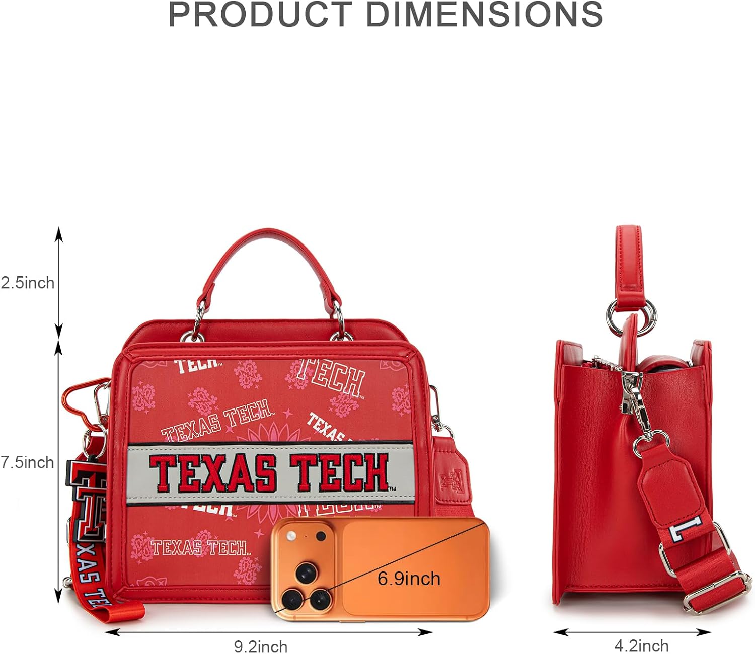 NCAA Crossbody Bags for Women, 2026 NCAA Team Logo Spirited Style Printed Purse with Adjustable Strap for Stadium Events