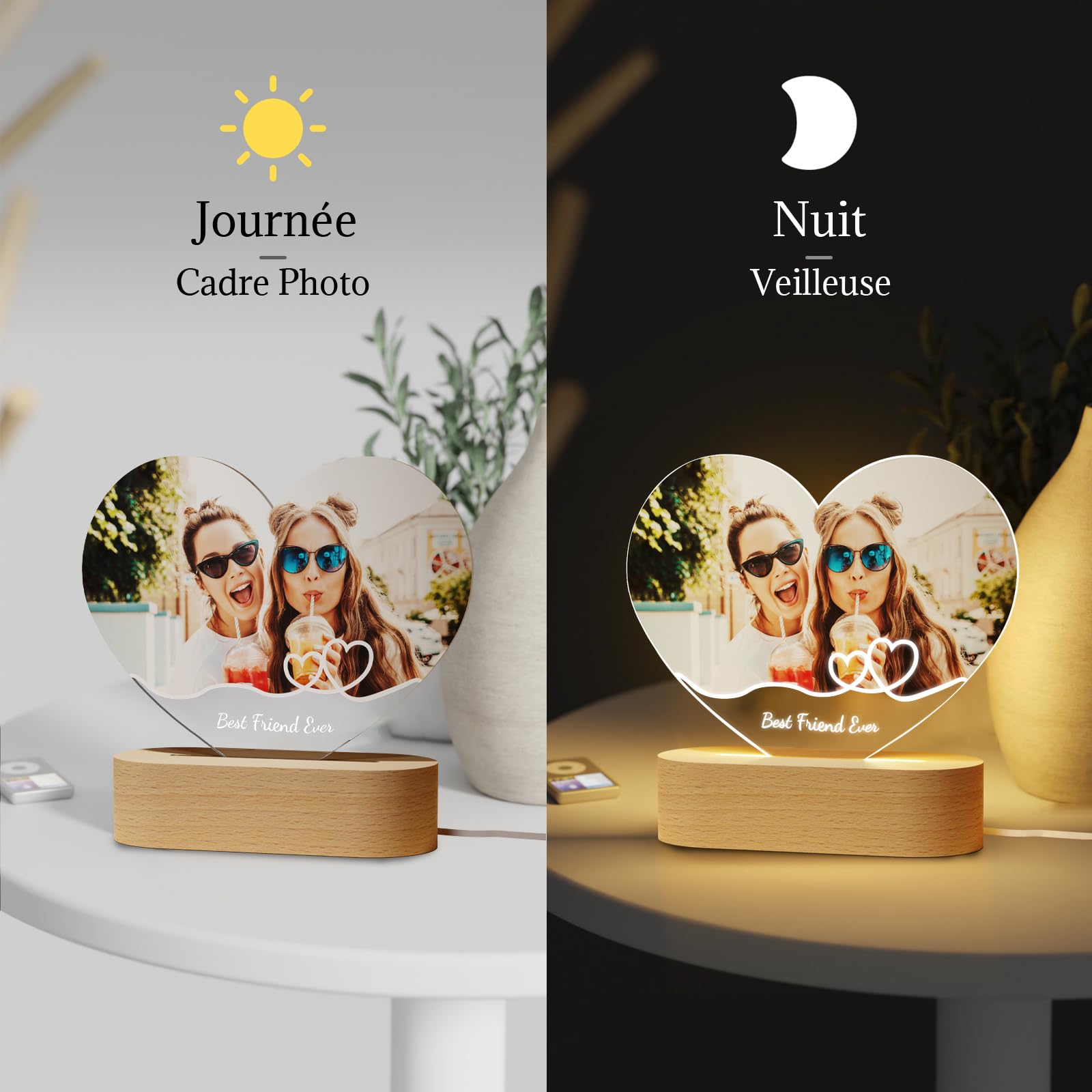 Cadre Photo Multiple En Bois Nagu® 22x30 Cm - Cadeau Personnalisé Femme Avec Lettres Autocollantes - Idéal Pour Copine, Amie Ou Famille