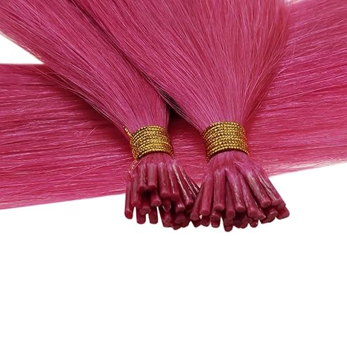 Miniatura 6 de RUNATURE Extensiones de cabello humano rosa con punta en I de 20 pulgadas, extensiones de cabello rosa con punta en I, extensiones de cabello humano