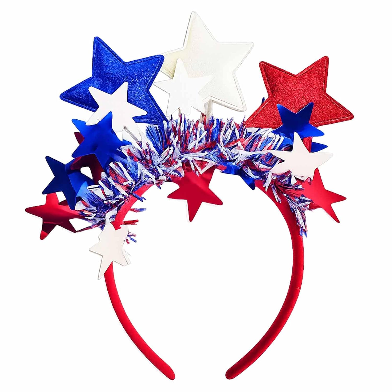 Patriotic 4th of July Headband – Red White & Blue Star Hair Band for Women Cute Independence Day Party Accessories