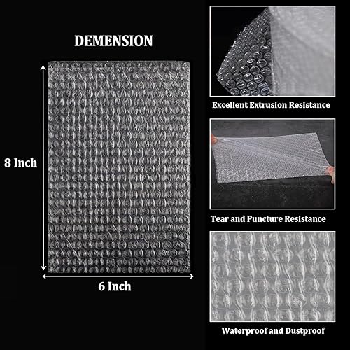 Miniatura 8 de Bolsas de cojín de burbujas, bolsa de burbujas de 4 x 6 pulgadas, bolsas de amortiguación de doble pared, bolsas de espuma gruesa a prueba de golpes