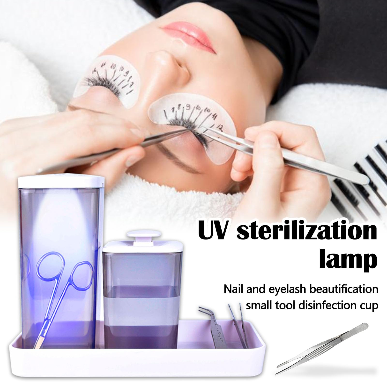 Kit De Tasse De DéSinfection à L’Alcool, Grande Longueur De Tasse 13,5 Cm, Petite Longueur De Tasse 8,3 Cm StéRilisateur Gadget à Lampe Germicide Uv, Adapté Au Nettoyage Du MatéRiel Orthodontique