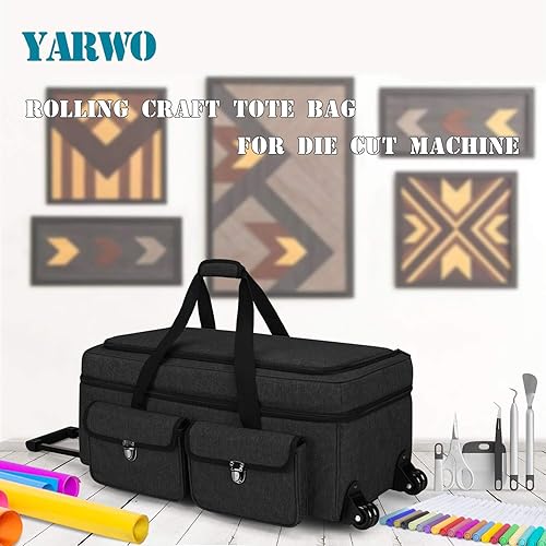 Miniatura 7 de Yarwo - Bolso de transporte con ruedas para manualidades compatible con Cricut Maker 4, Maker 3, Maker, Explore 4, Explore 3, Cameo 45, estuche de