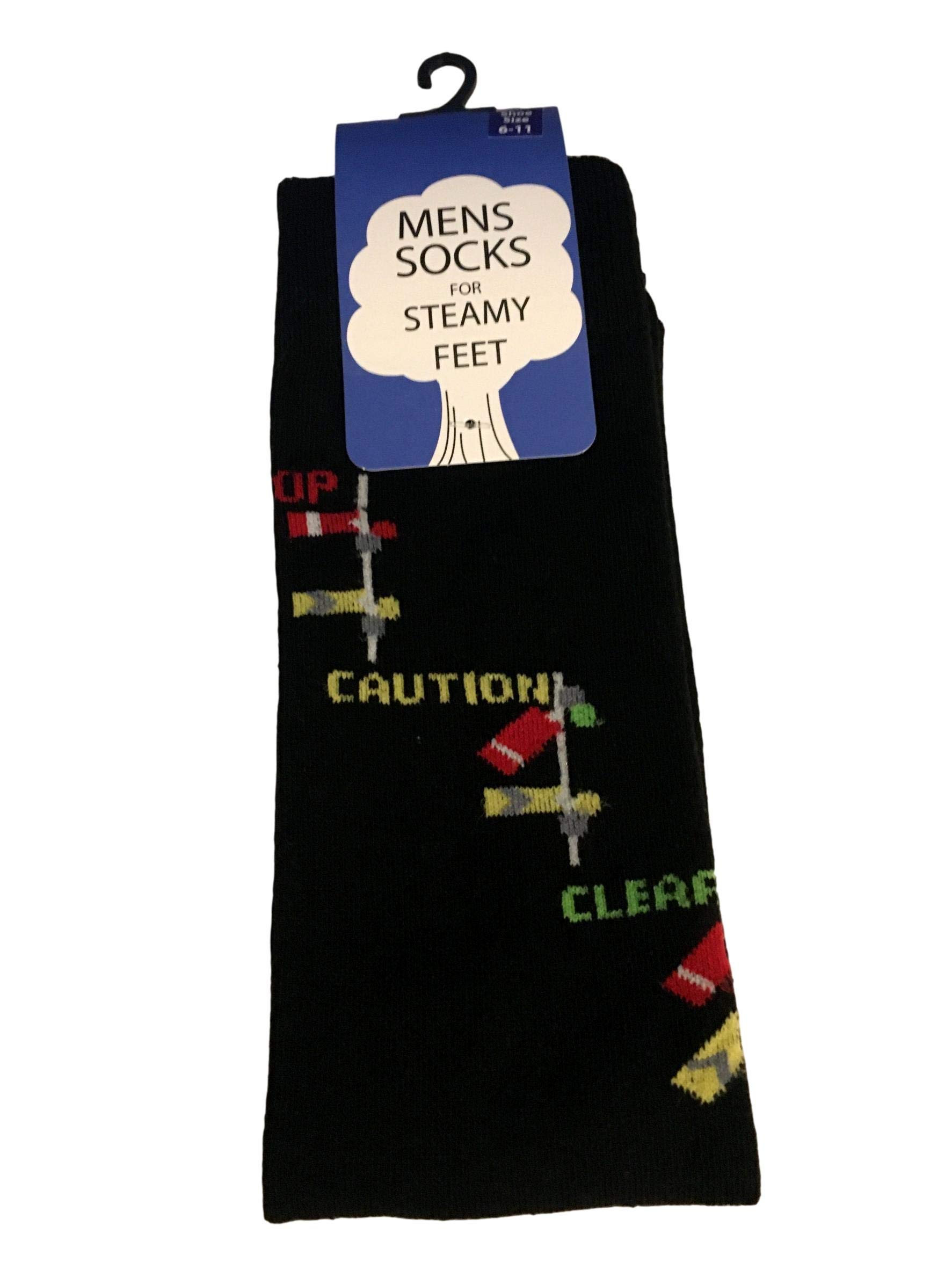 Steam Train Signal Mens Socks 6-11 Train Spotters/Railway Enthusiasts