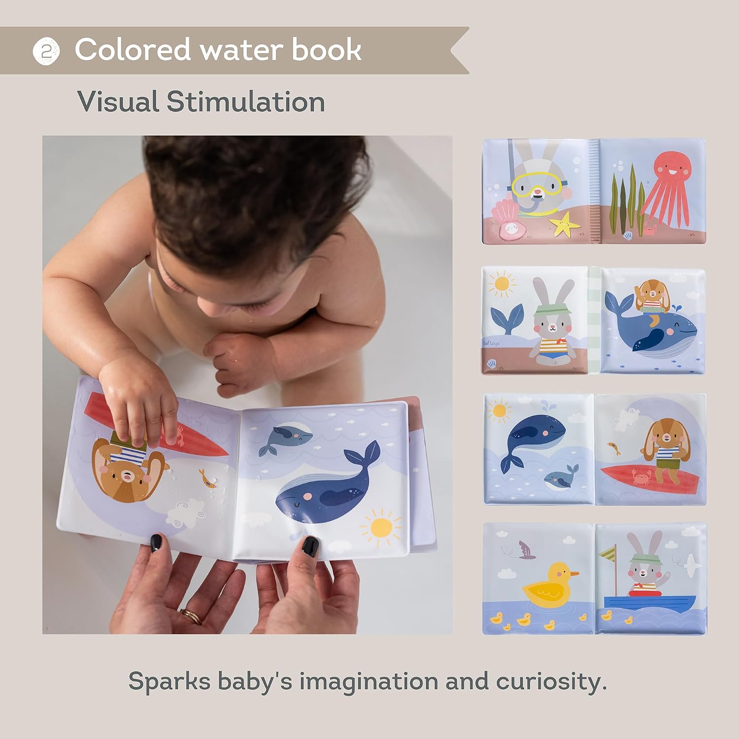 Taf Toys Bath Time Kit for Babies - Including Bath Book, Cotton Hooded Towel, Squeaking Bath Toys, Boat Toy - with 5-Piece Newborn Essentials, Baby Boy Bath Gift Set Baptism Gifts