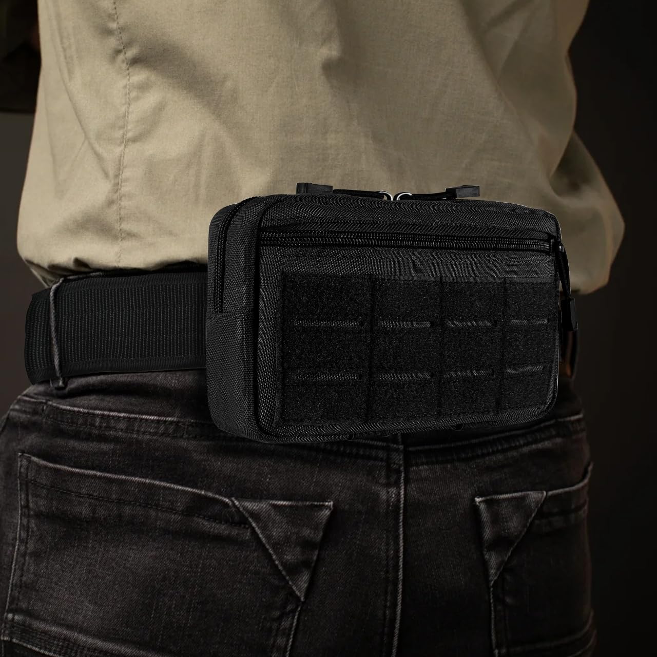 Tactical Molle Admin Pouch Multi-Purpose Tool Pouch Bag Fits Tactical Backpacks Combat Vest with US Flag Patch and Keychain - Image 7