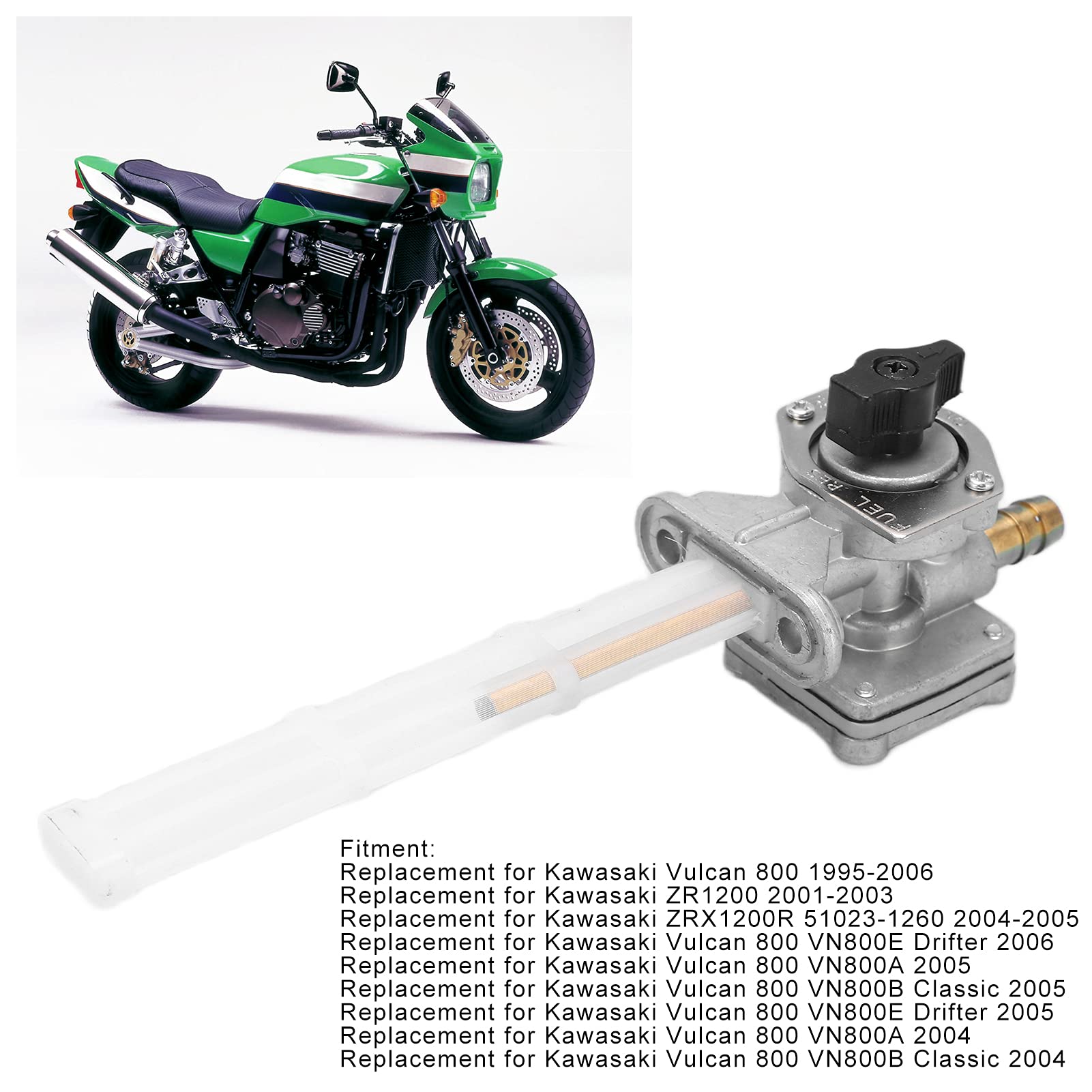 Zawór Kurkowy Paliwa Aramox, Zawór Paliwa ze Stopu Aluminium Petcock Zamiennik dla Vulcan 800 VN800A 2004 OE: 51023-1260