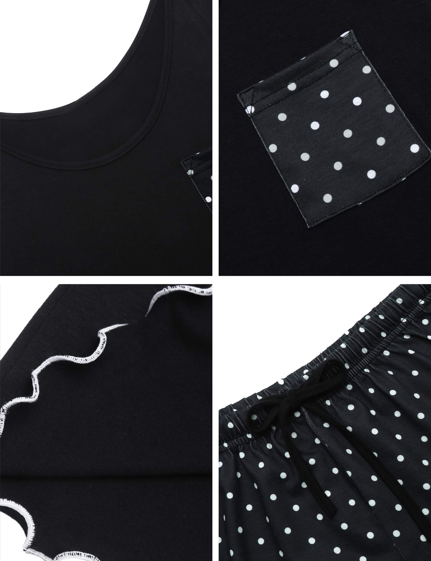 ADOME Pigiama Donna Estivo Corto Pigiami 2 Pezzi Camicia da Notte Pigiami da Donna Senza Maniche Comodo S-XXL