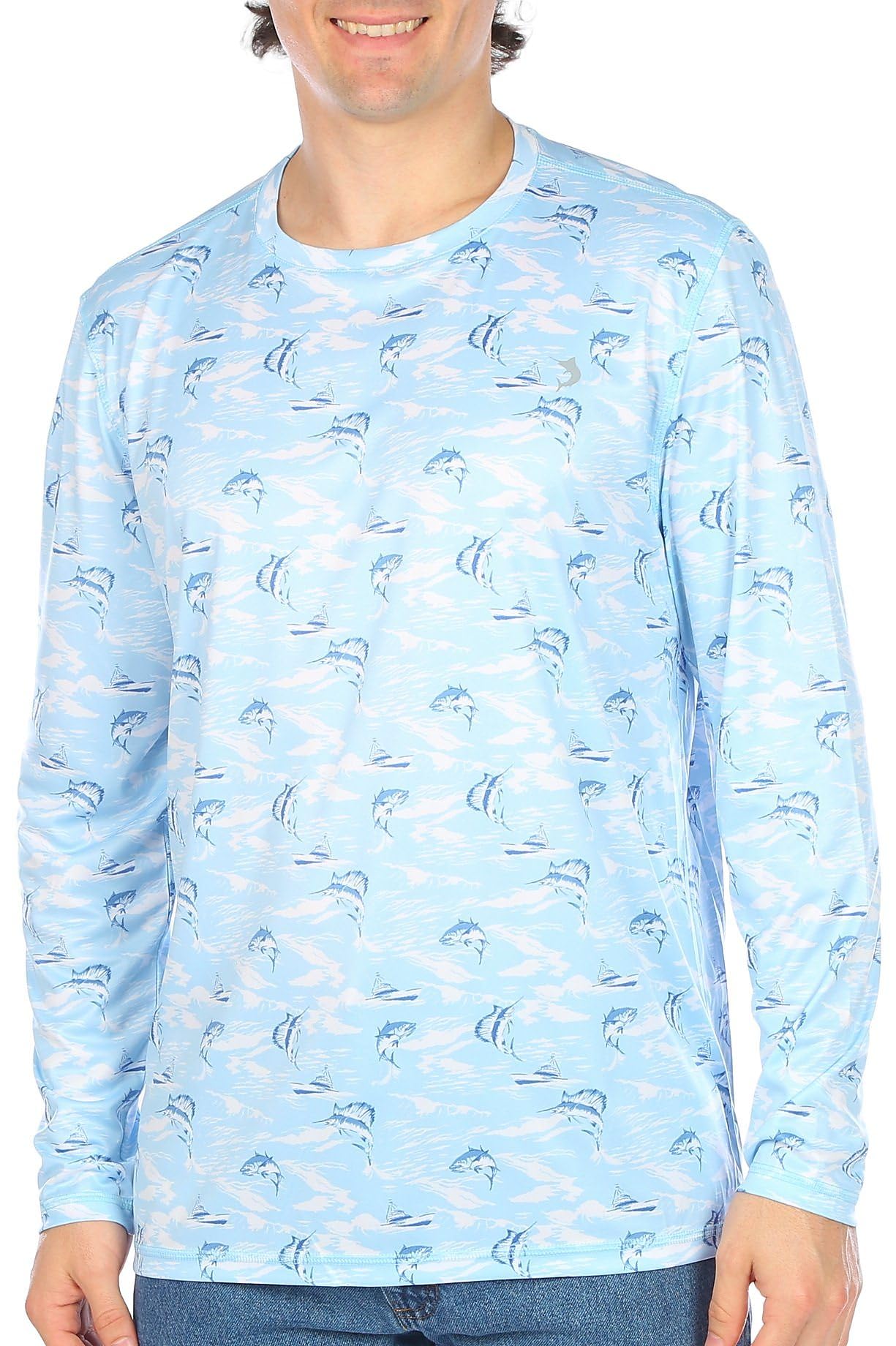 Reel Legends Mens T-Shirt Jumping Fish Reel-Tec Long Sleeve