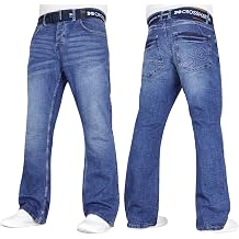Crosshatch Mens Stretch Bootcut Fit Fashion Jeans Trousers Free Belt Stylish Branded Denim By JeanBase