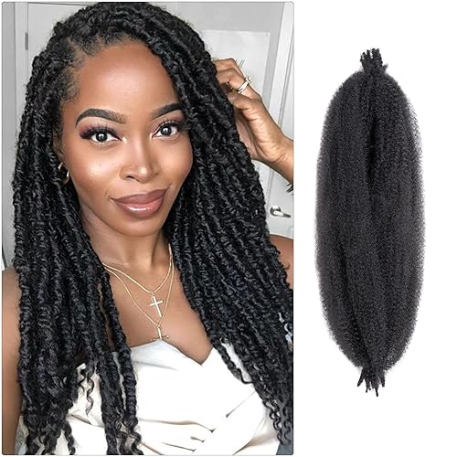 Cabello afro Spring Twist de 16 pulgadas, 8 paquetes de cabello trenzado Marley Twist para rastas sintéticas, extensiones de cabello sintético