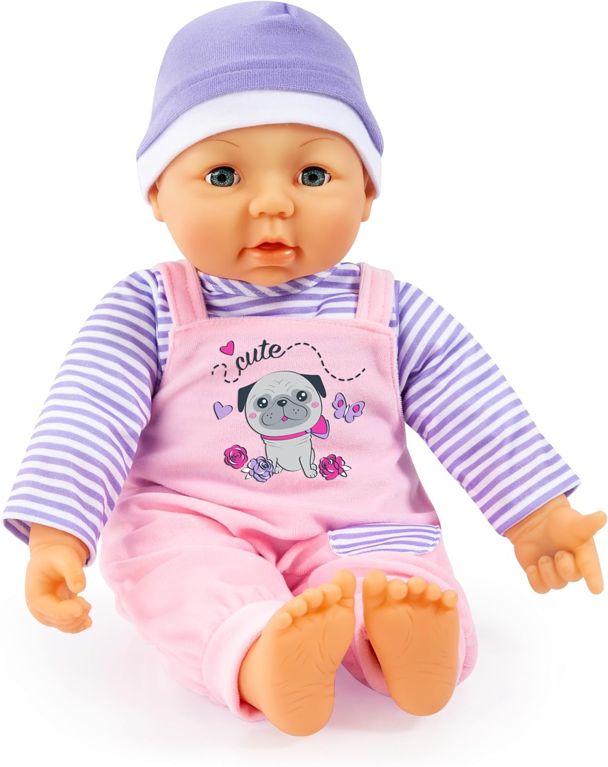 Bayer Design 84600AQ Doll Clothes Set 40-46 cm, Clothes for Multi-Piece Dolls, Dress, Trousers, Cap, Doll Accessories