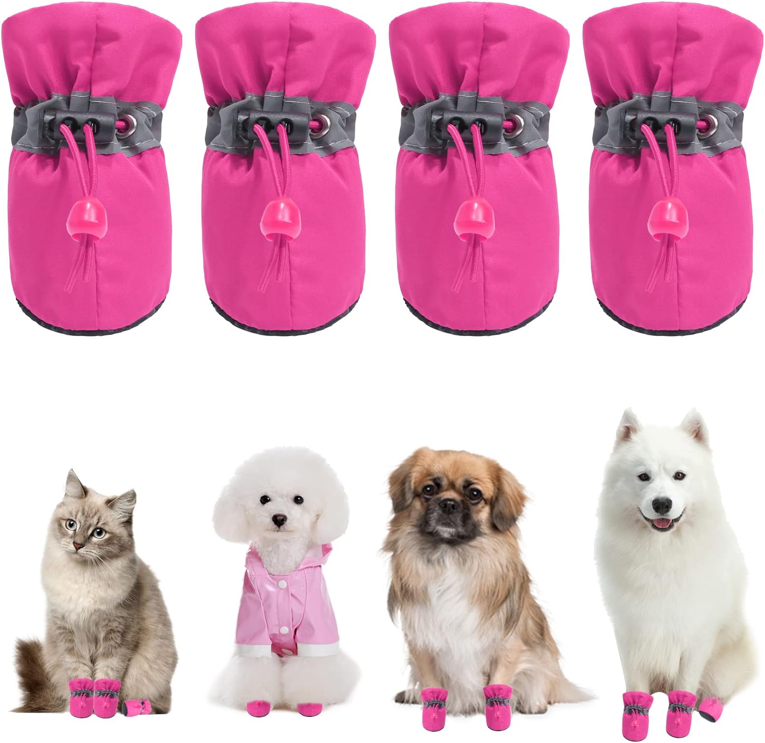 Dog Shoes Puppy Paw Protectors Dog Shoes for Hot Pavement Dog Boots with Anti Slip Socks Cat Dog Booties for Small Medium Dogs Pink 3 Pink 4