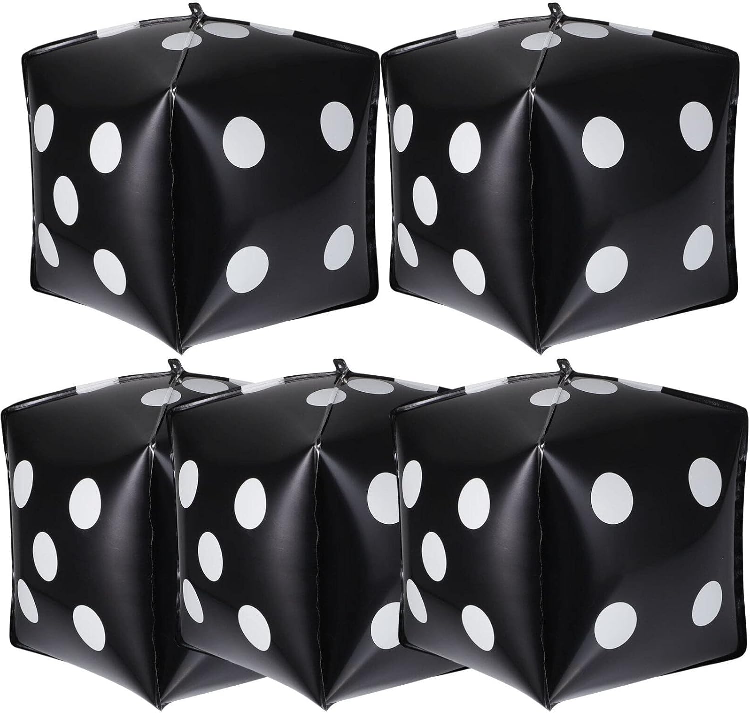 5Pcs Black Dice Balloons - 7 Inch Aluminum Foil Cube Balloons for Theme Party Decorations, Game Night Props, Easy to Inflate and Hang