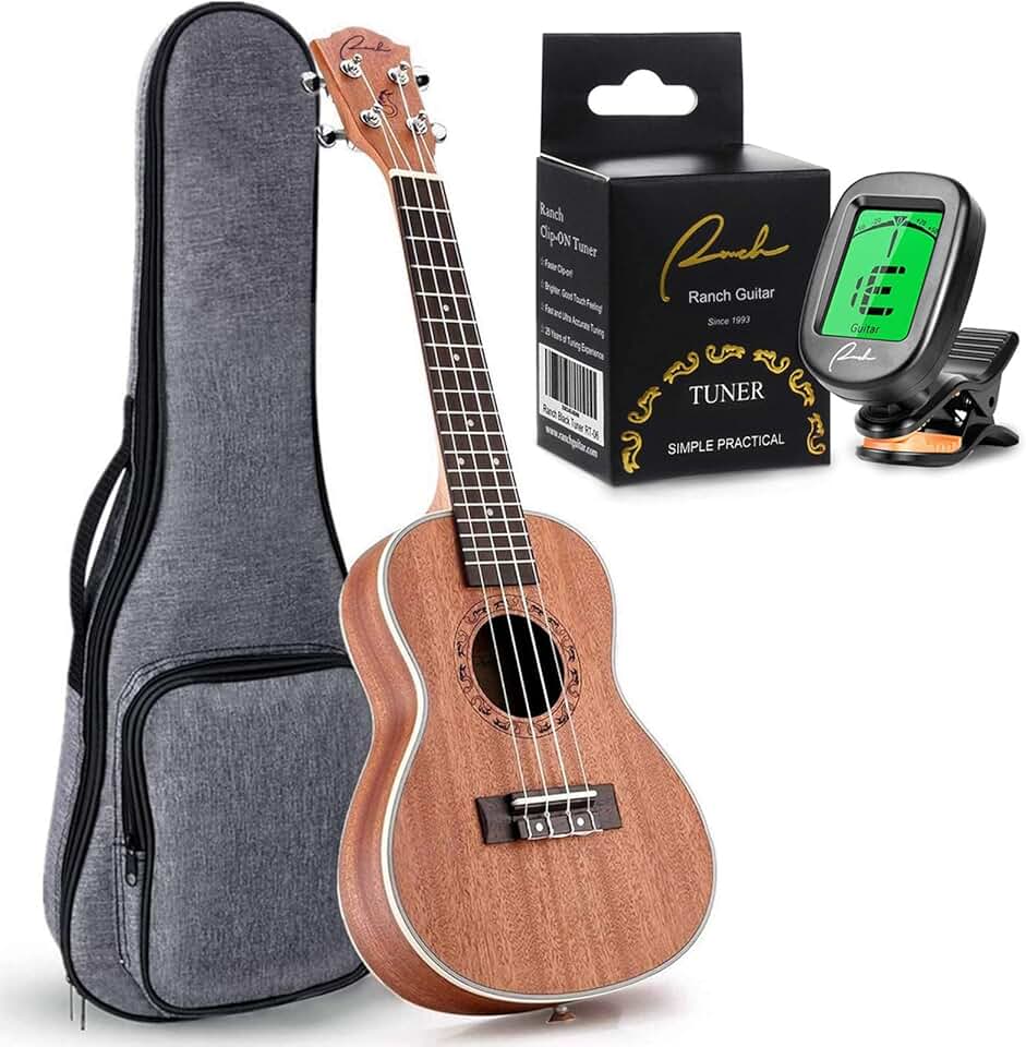 Ranch Left Handed Tenor Ukulele 26 inch Professional Wooden Ukelele Instrument with Padded Gig Bag - Clip On Tuner for Acoustic El