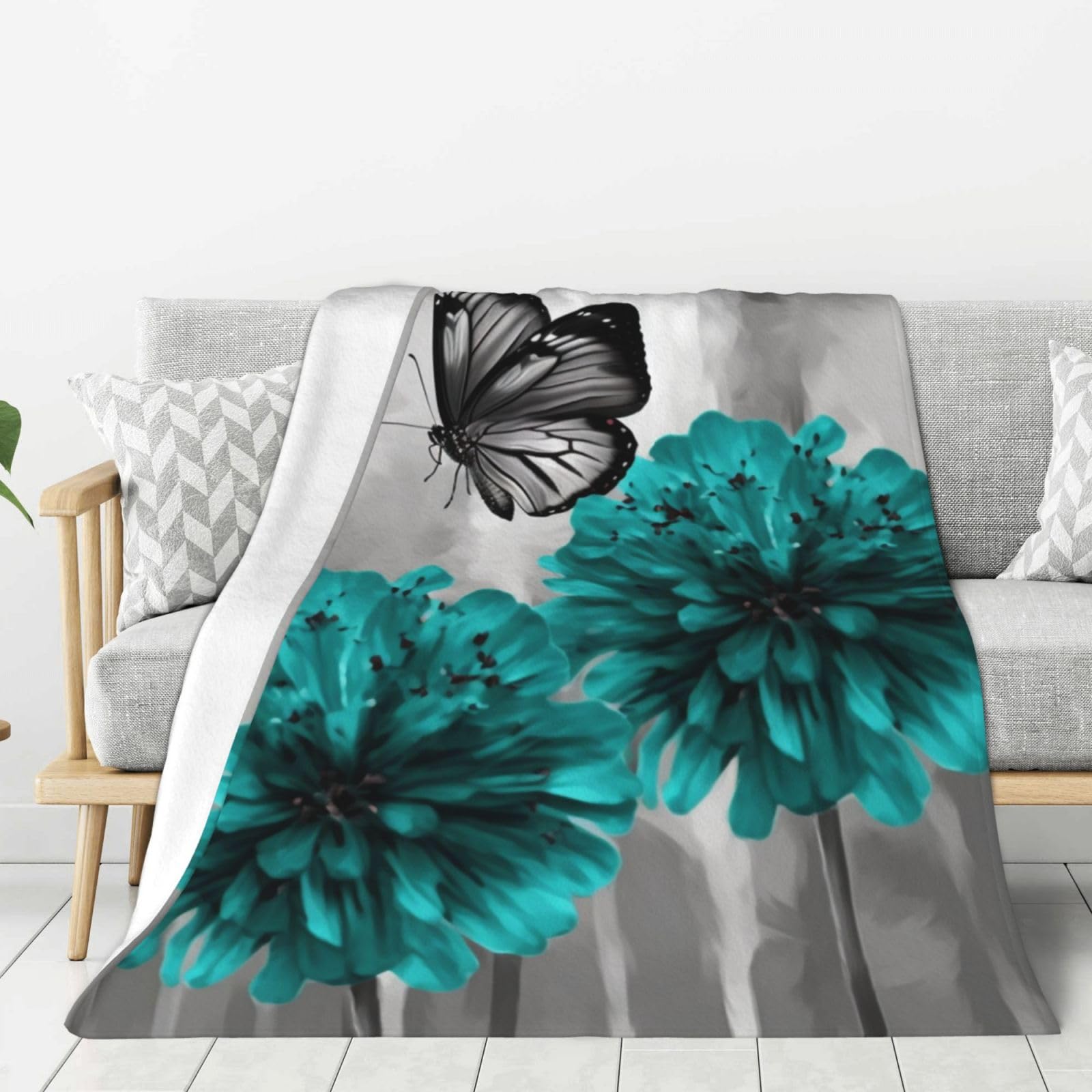 Couverture en flanelle bleu sarcelle, cadeau doux pour lit et canapé