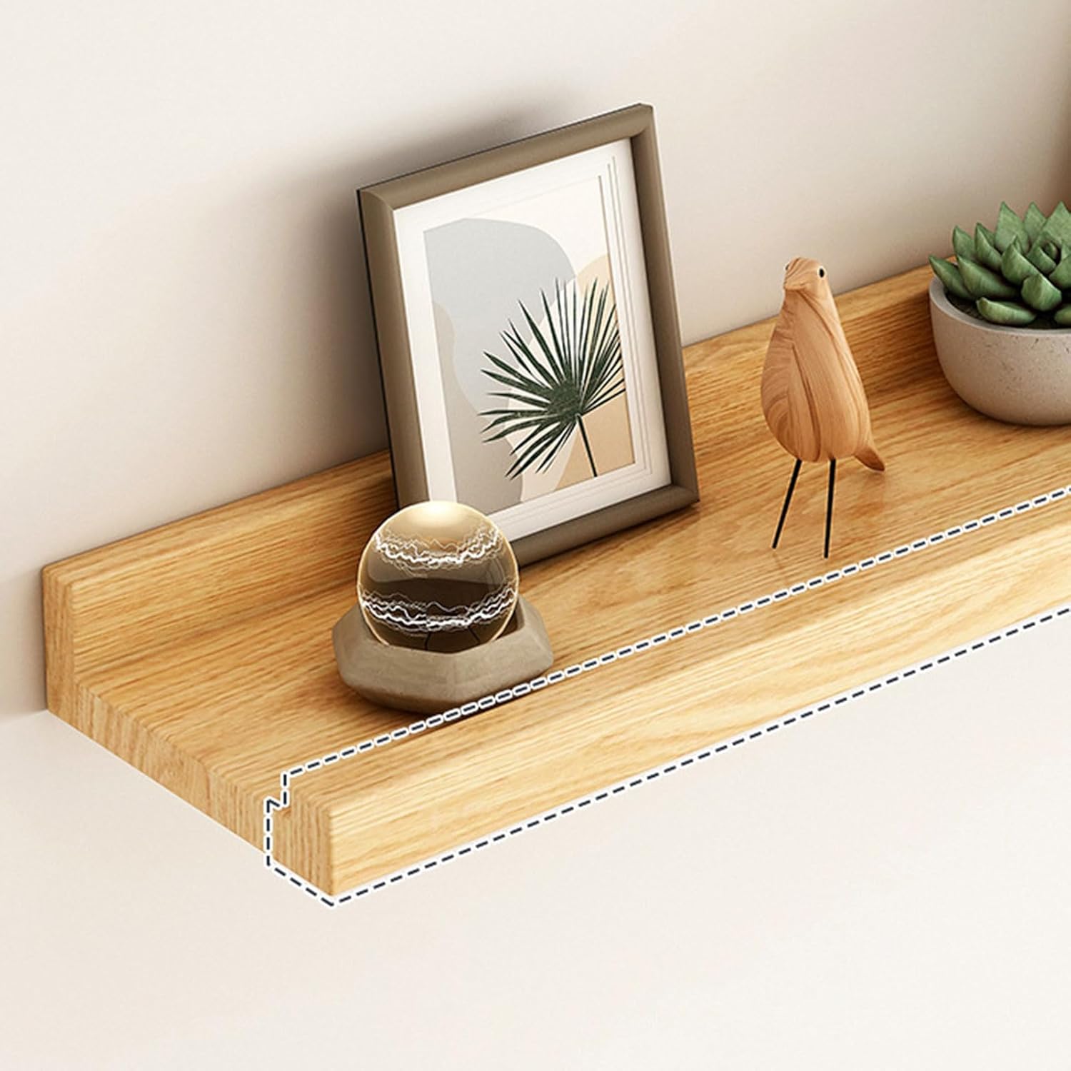 Wood Wall Mounted Shelf Bathroom Cosmetic Storage Stand Rack for Displaying Books and Decorative Items Office Decoration Shelf