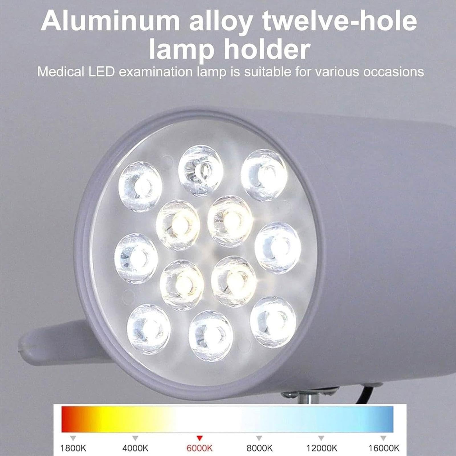 Lampa lekarska LED z 12 otworami i podstawą na 5 nogach ze stali