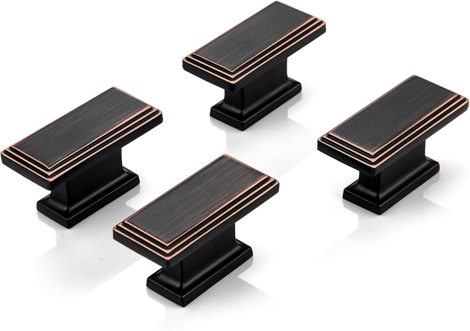 Rectangle Pulls - 20 Pack / 1.8 Inch(45mm), Cabinet Knobs Rubbed Oil Bronze, Vintage Drawer Pulls and Knobs for Home Furnitures, Kitchen, Farmhouse, Bathroom Vanity Hardware