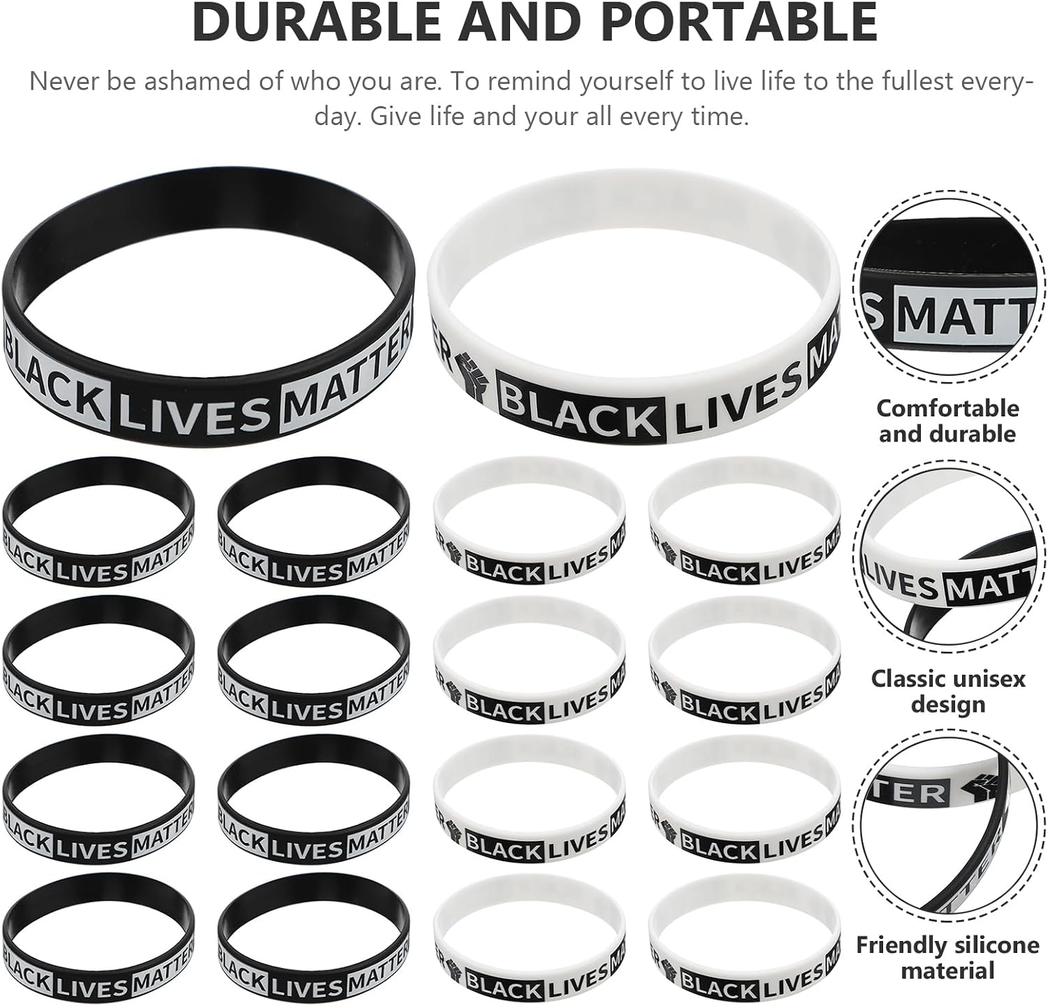 PRETYZOOM Silicone Wristbands 20-Pack Inspirational Bracelets for Adults and Kids Motivational Rubber Wrist Straps for Everyday Empowerment