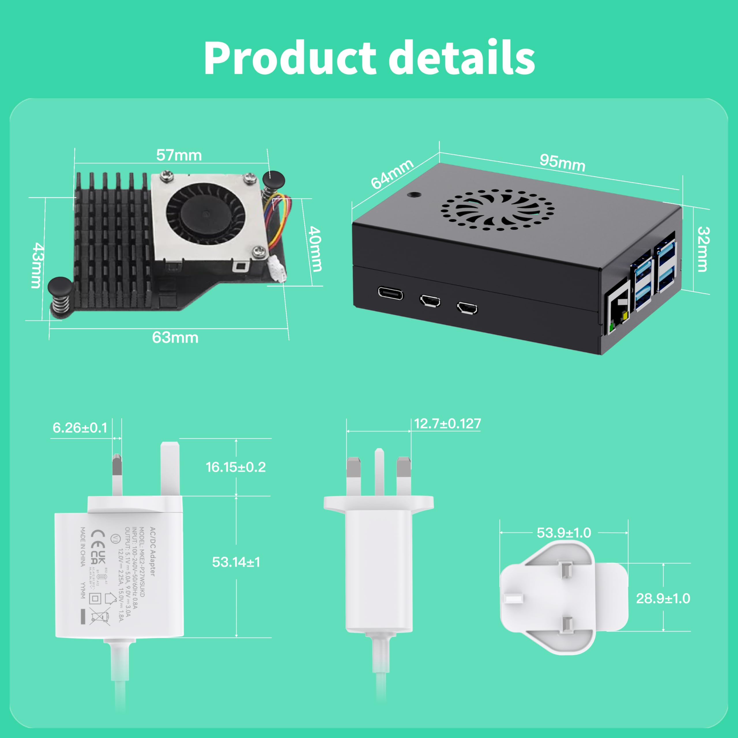 TRASKIT Kit de inicio para Raspberry Pi 5 8 GB de RAM, tarjeta SD de 64 GB precargada con Pi OS de 64 bits