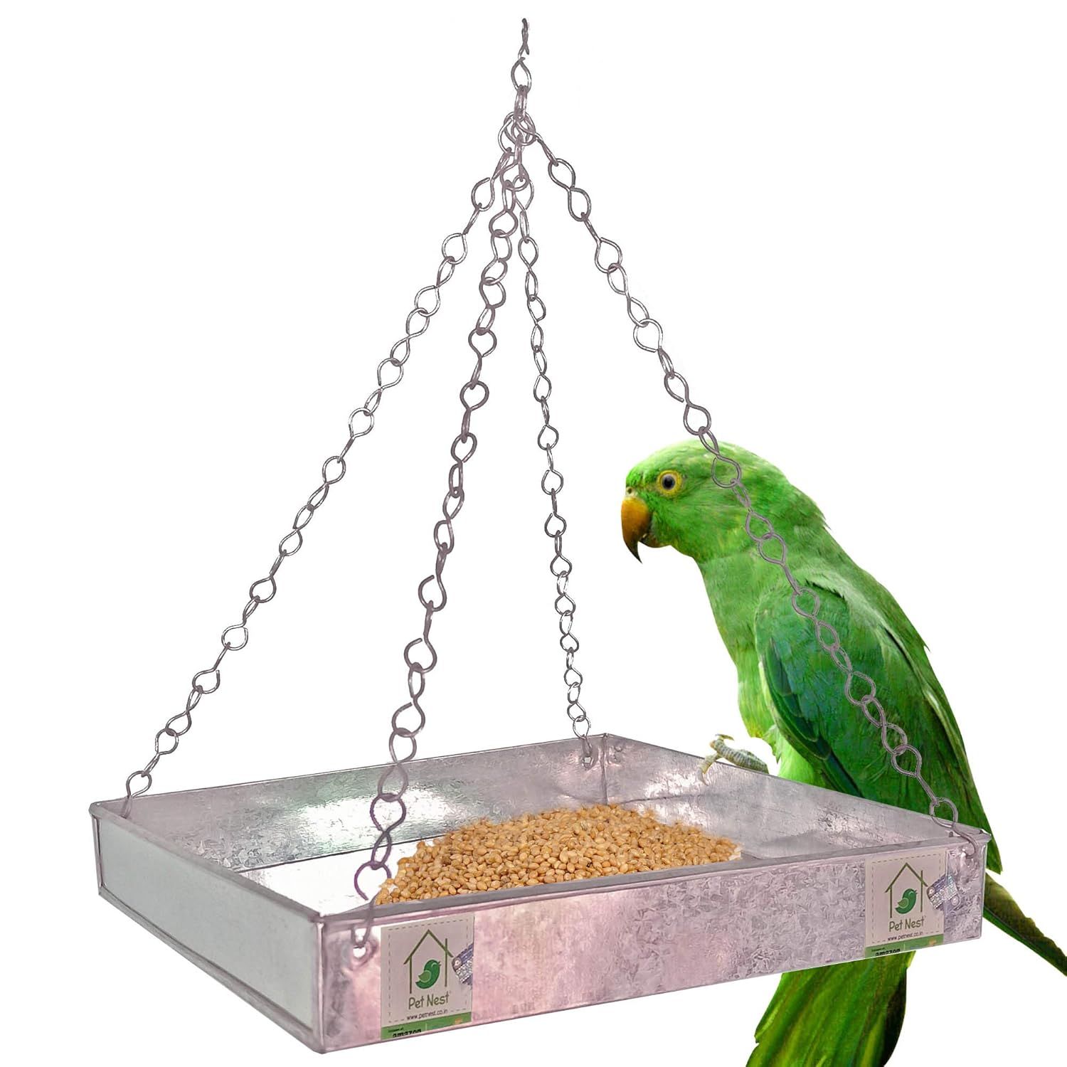 PetNest Galvanized Metal Wild Hanging Bird Feeding Tray 25cm x 27cm x