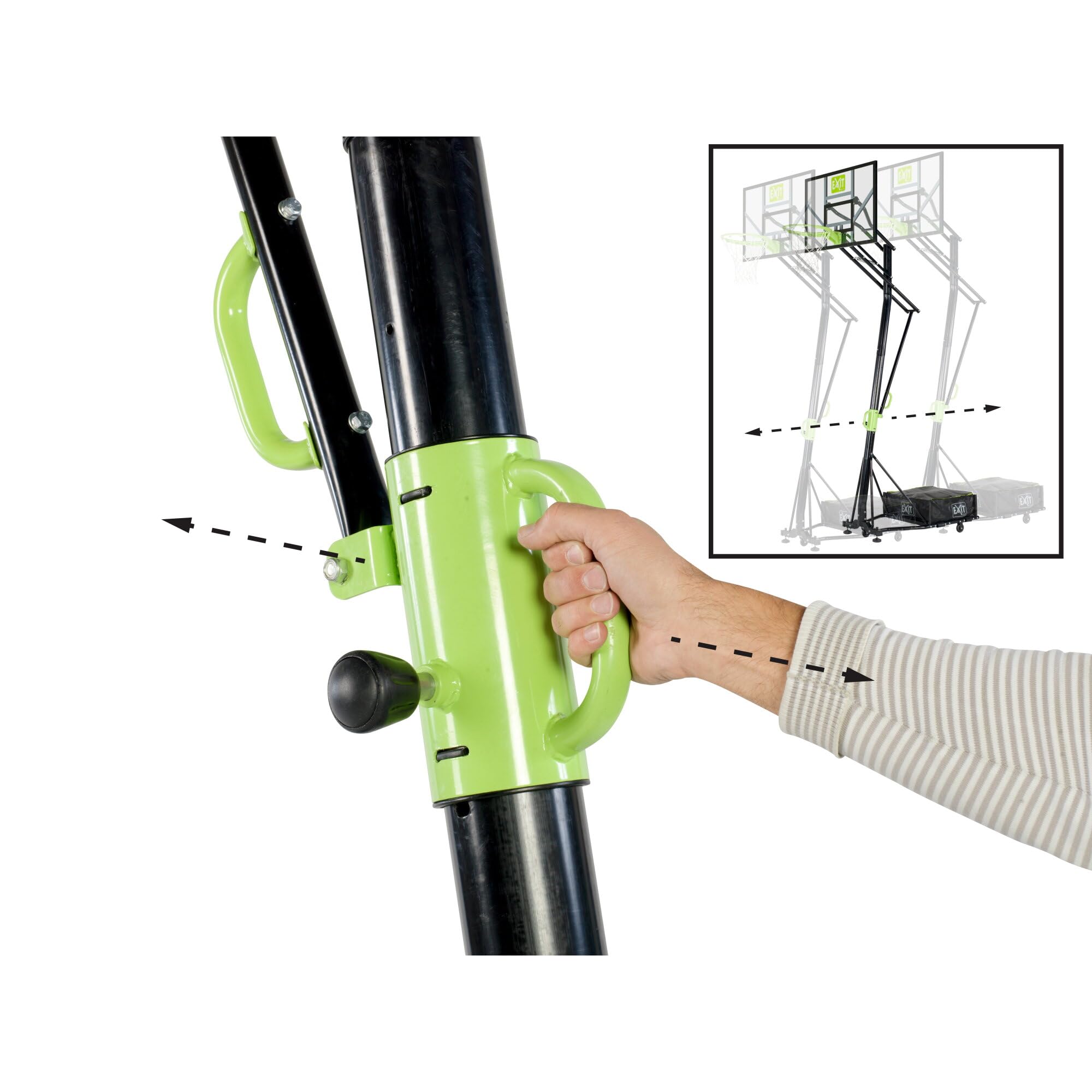 EXIT Toys Galaxy Tabellone da Basket Trasportabile su Ruote con Dunkring - Incl. Dunkring e Rete - Tabellone Regolabile in 5 Altezze - Facilmente Trasportabile - Per Bambini e Adulti - Verde/Nero