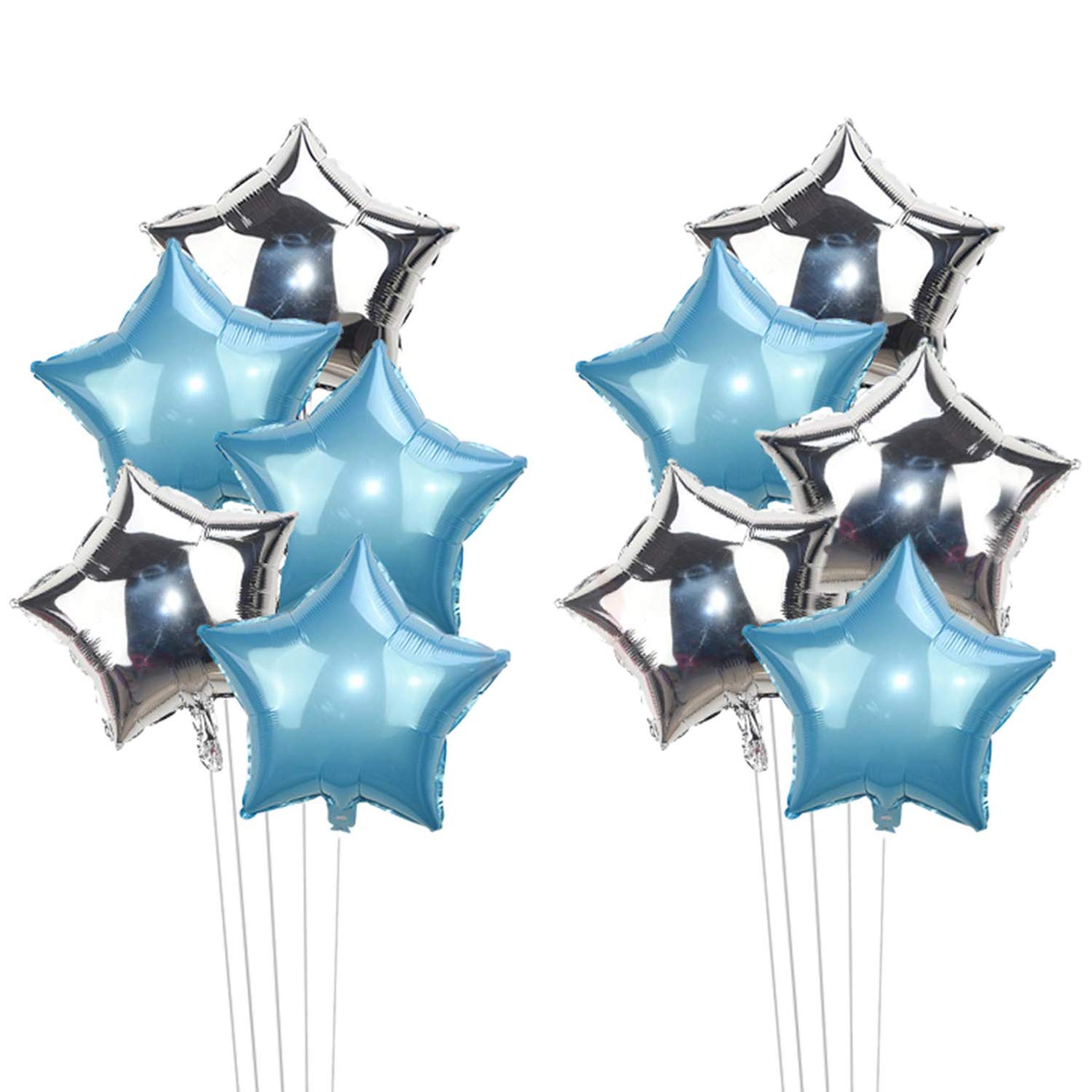 Party Propz Star Foil Balloons for Decoration - Pack of 10 Pcs Star Balloon for Decoration | Foil Balloons for Birthday | Blue and Silver Balloon | Birthday Decor-image-26