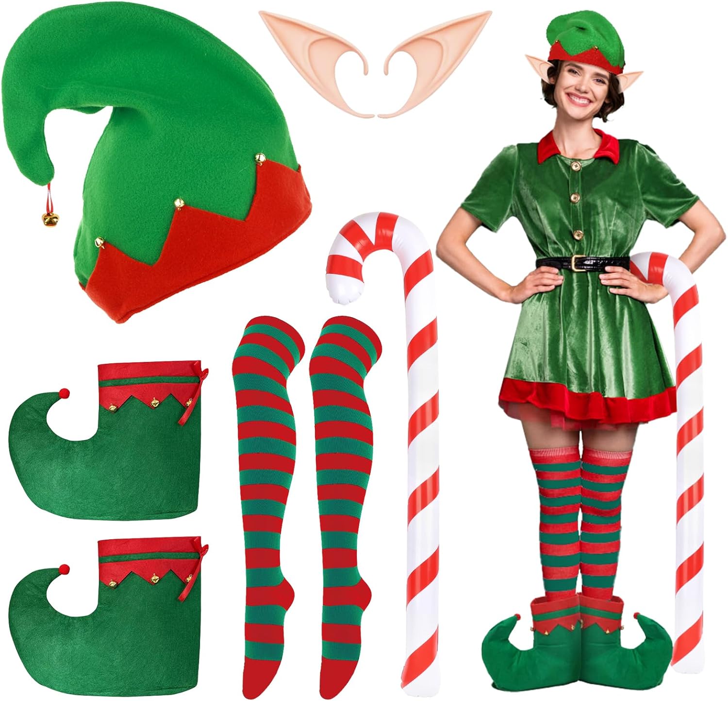 Elfe De Noël Costume Pour Enfant Garçon Fille, Ensemble De Costumes D