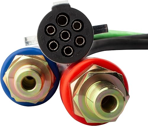 Miniatura 3 de BOXI 3 en 1 15 pies de envoltura resistente de 7 vías para camión tractor remolque cable eléctrico cable envolvente ABS y manguera de línea de aire
