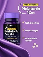 Vista 4 de Carlyle Melatonina 12 mg de disolución rápida, 180 tabletas Sin drogas Sabor natural de bayas Vegetariano, sin OMG, sin gluten