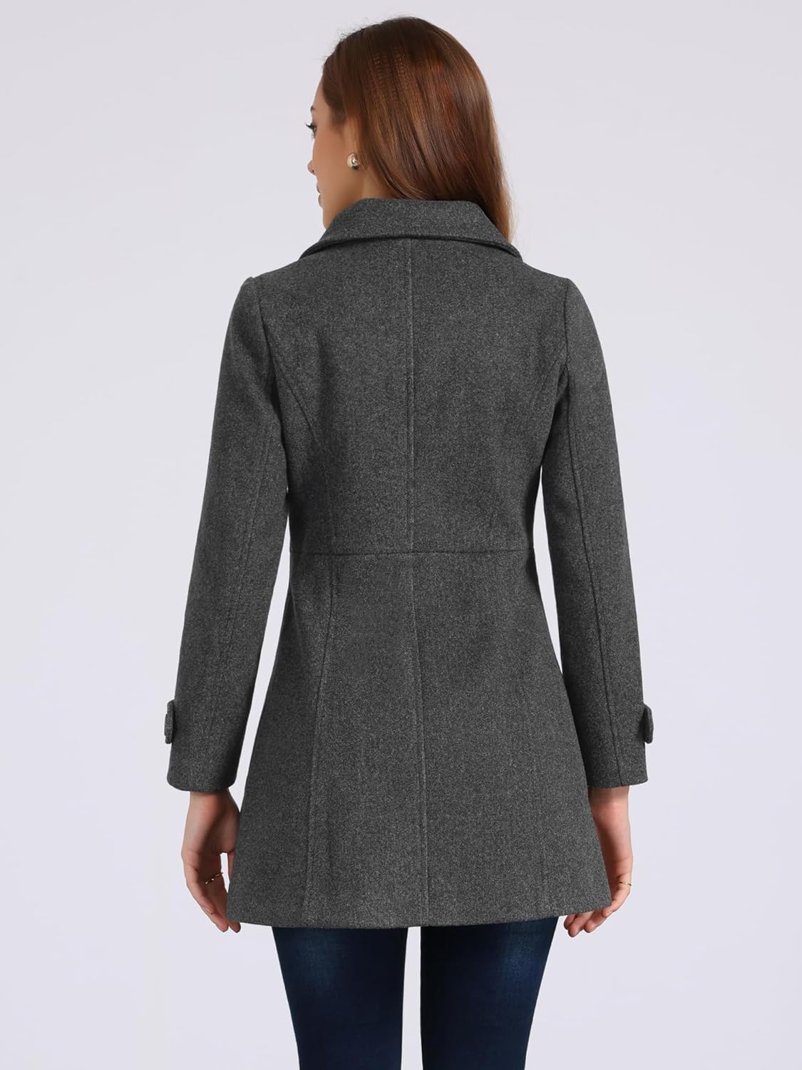 Allegra K Womens Peter Pan Collar Overcoat Fall Winter Dressy Single Breasted Long Coat