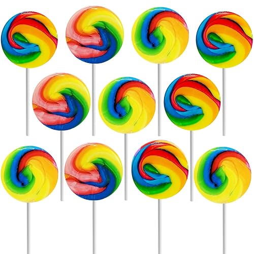 Miniatura 9 de The Dreidel Company Paleta Rainbow Swirl con sabor a fruta mixta, pop envuelta individualmente, 1.5 pulgadas Swirl Pop (paquete de 12)
