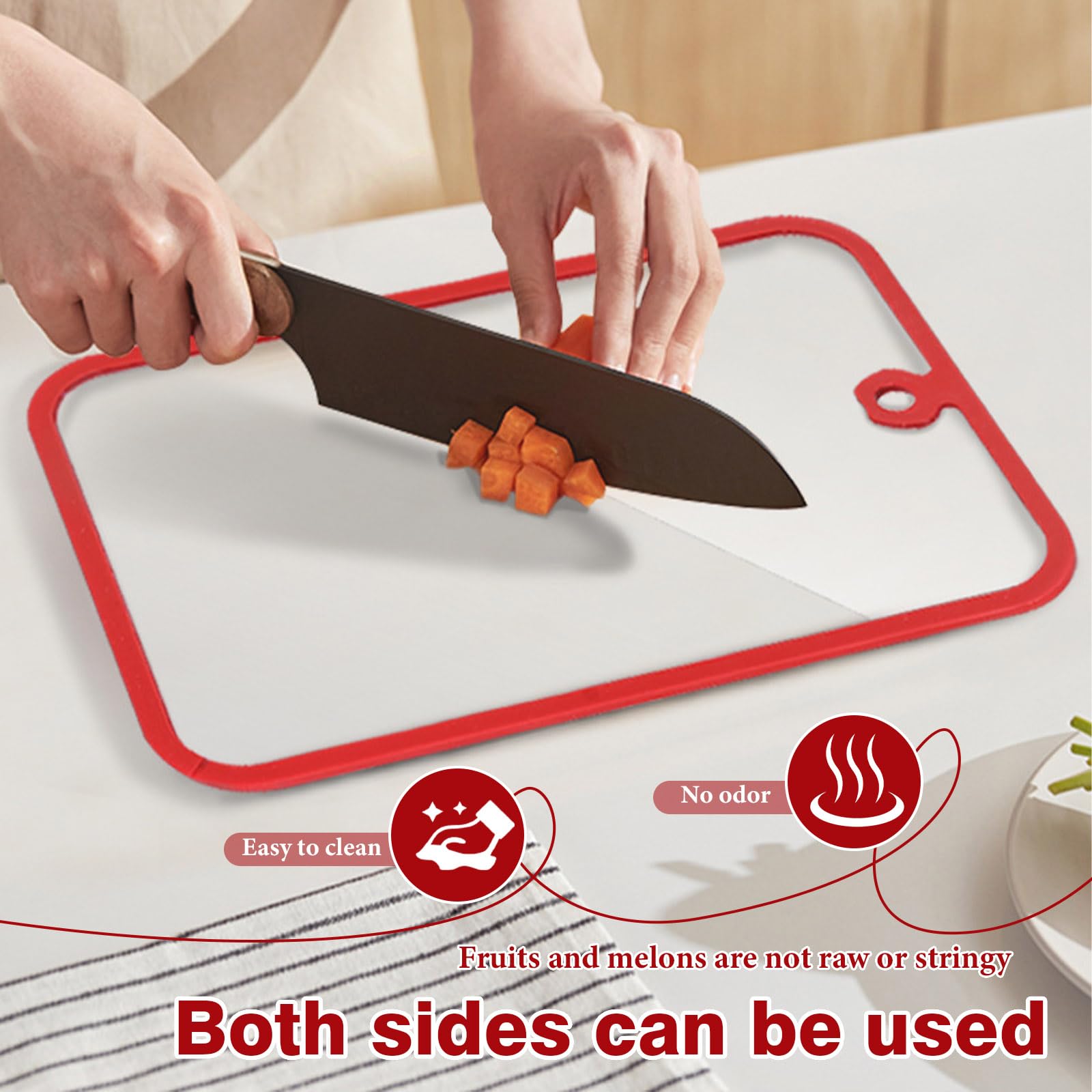 2 tablas de cortar de cristal, con marco de silicona antideslizante, tabla de cortar de vidrio templado, resistente al calor, resistente a los arañazos, placa de cristal higiénica para la cocina (38 x
