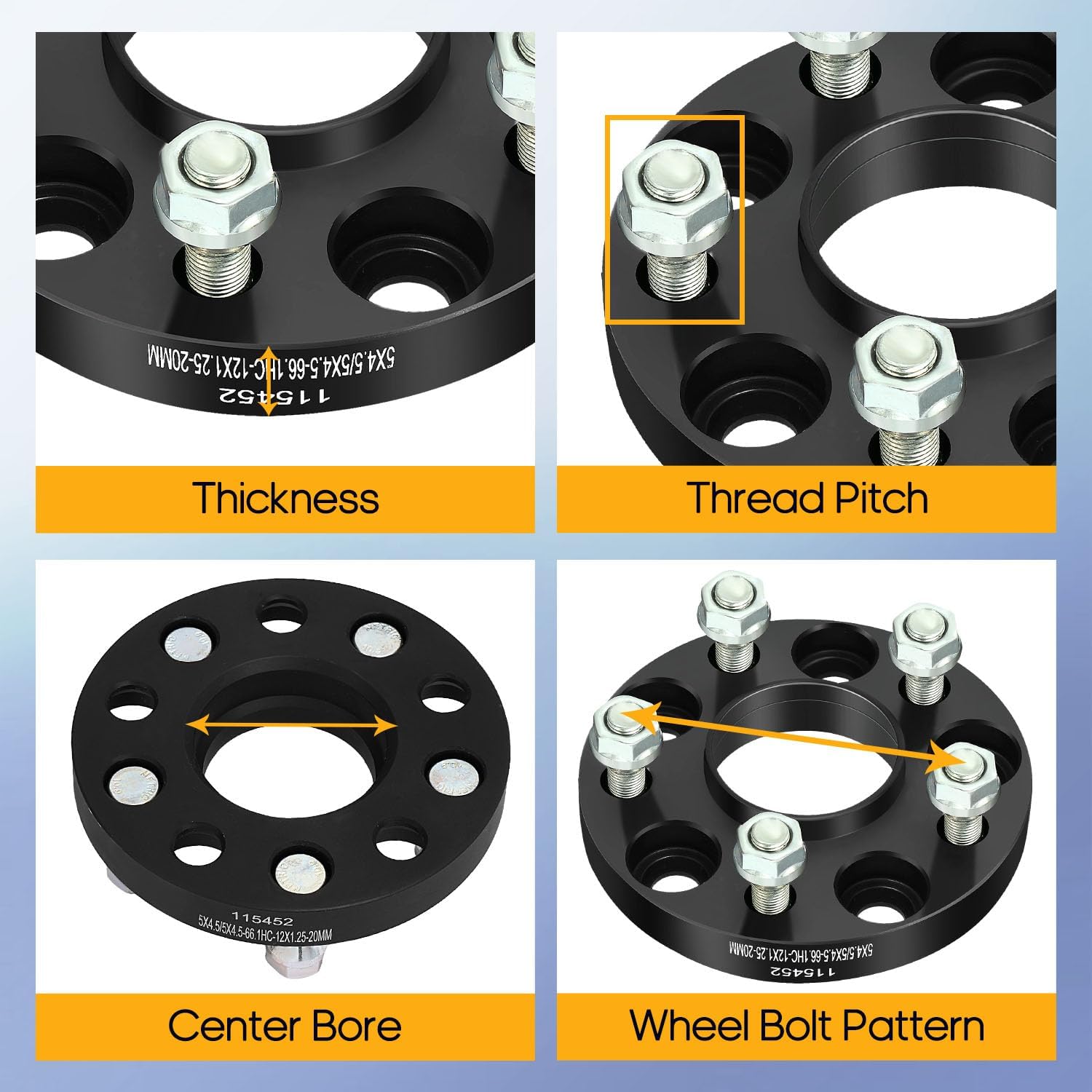 OCPTY 4PCS 5x4.5 to 5x4.5 Wheel Spacers 20mm Wheel Adapters 12x1.25 Studs 66.1mm Center fit for 2008-2012 for INFINITI for EX35 / 2013 for INFINITI for EX37 / 2003-2012 for INFINITI for FX35