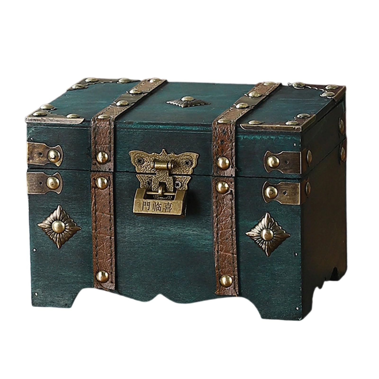 Xinsheinelry Antique Styles Locking Storage Box with Secure Combination Code Large Capacity Wooden Chest for Jewelry Collectibles Antique Styles Security Trunk