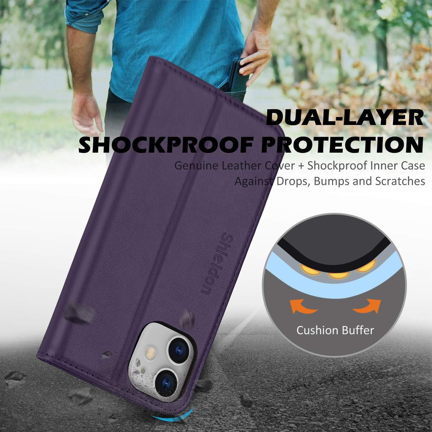 Buу 1 gеt 1 SHIELDON Case for iPhone 12/12 Pro 5G, Genuine Leather Wallet Case Magnetic Kickstand RFID Blocking Card Slots Full Protection Cover Compatible with iPhone 12 Pro 5G (6.1 Inch) - Dark Purple Amаzіng 🔥 SHIELDON Case for iPhone 12/12 Pro 5G, Genuine Leather Wallet Case Magnetic Kickstand RFID Blocking Card Slots Full Protection Cover Compatible with iPhone 12 Pro 5G (6.1 Inch) - Dark Purple