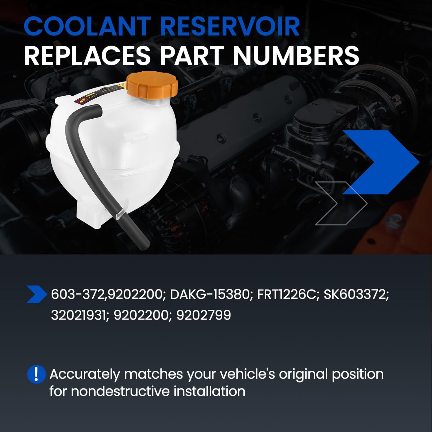 Engine Coolant Reservoir Tank 603-372 Compatible with Saab 9-3 2003-2011 9-3X 2010-2011 Compatible with Chevy Vectra 2003-2005 2.0L L4 3.2L V6 Replace 9202200 9202799 Coolant Overflow Reservoir
