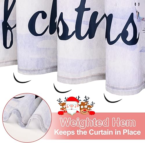 Miniatura 6 de Likiyol Juego de 4 cortinas de ducha navideñas con alfombras antideslizantes, cubierta para tapa de inodoro y tapete de baño, cortinas de ducha de