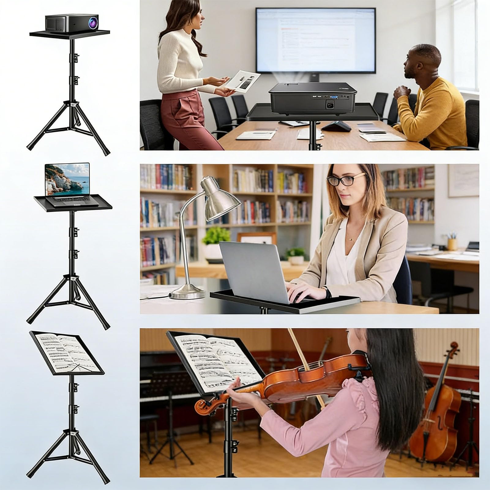 Luqeeg Support de Projecteur, Pied Rétractable en Alliage, roulettes,