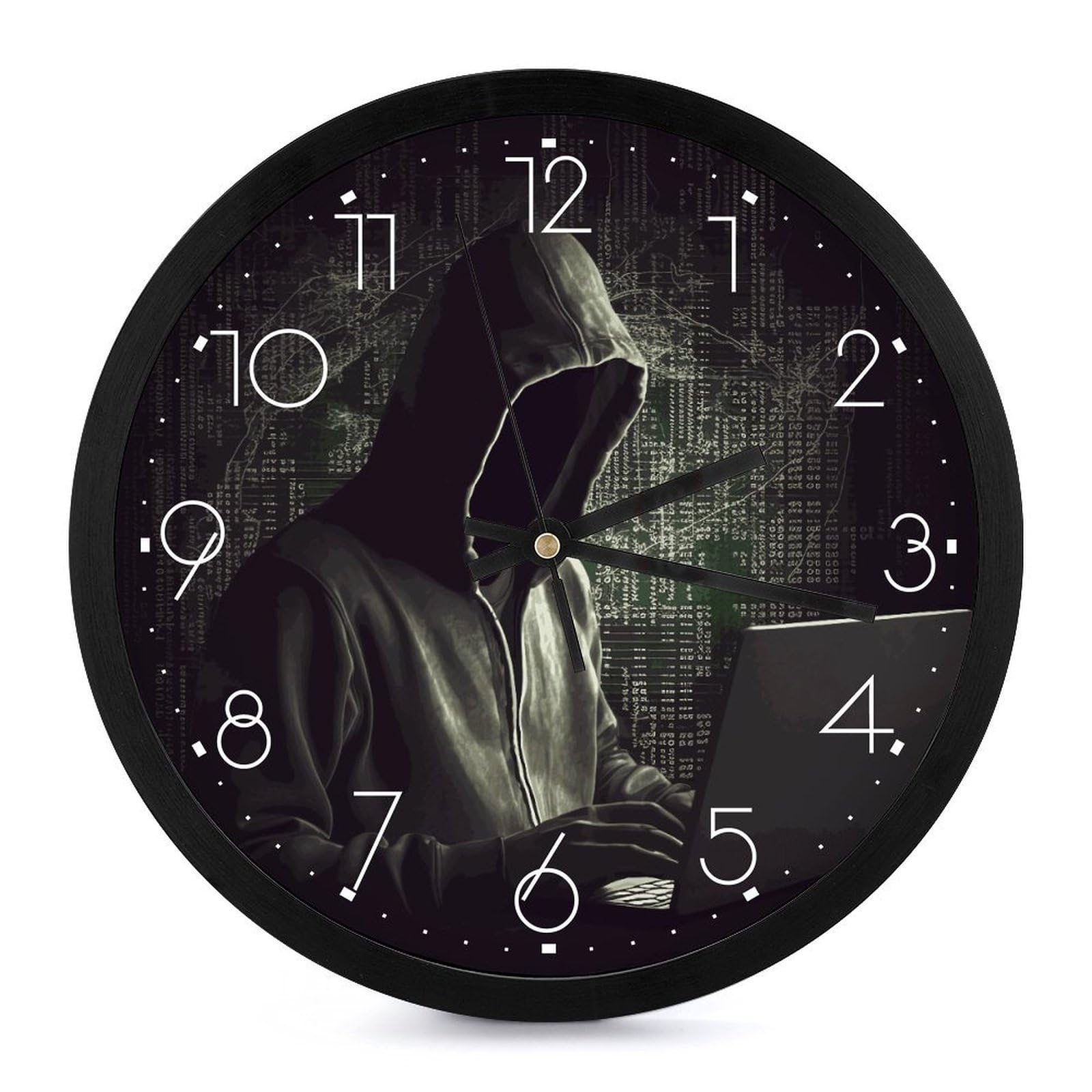 Horloge murale personnalisée Hacker ronde de 25,4 cm pour salon et cuisine