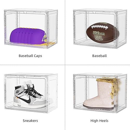 Miniatura 4 de Caja grande de almacenamiento de zapatos plegable de 6 capas para zapatos, contenedores de zapatos de plástico transparente sólido apilable