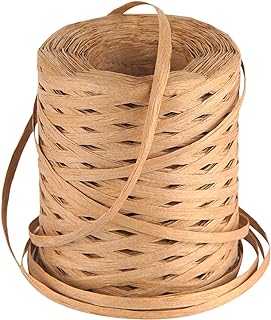 Raffia Ribbon for Gift Wrapping - Cuttte 218 Yards Raffia Yarn for Crocheting, Raffia Paper Ribbons for Craft, Packing Paper Twine Ribbon 1/4 Inch Width (Kraft)