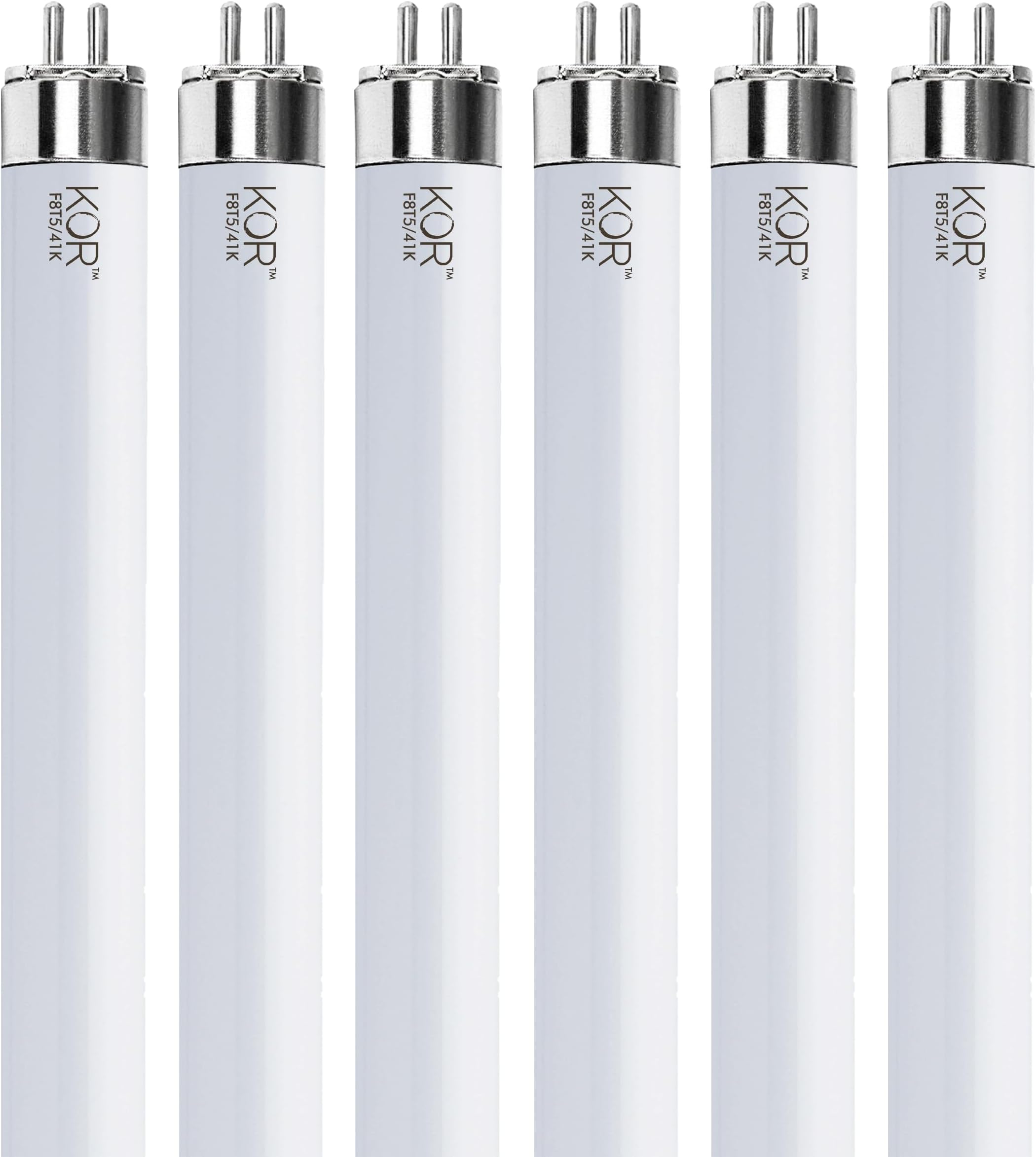 KOR (Pack of 6) F8T5/CW - T5 Fluorescent 4100K Cool White - 8 Watt - 12" Super Long Life Light Bulbs