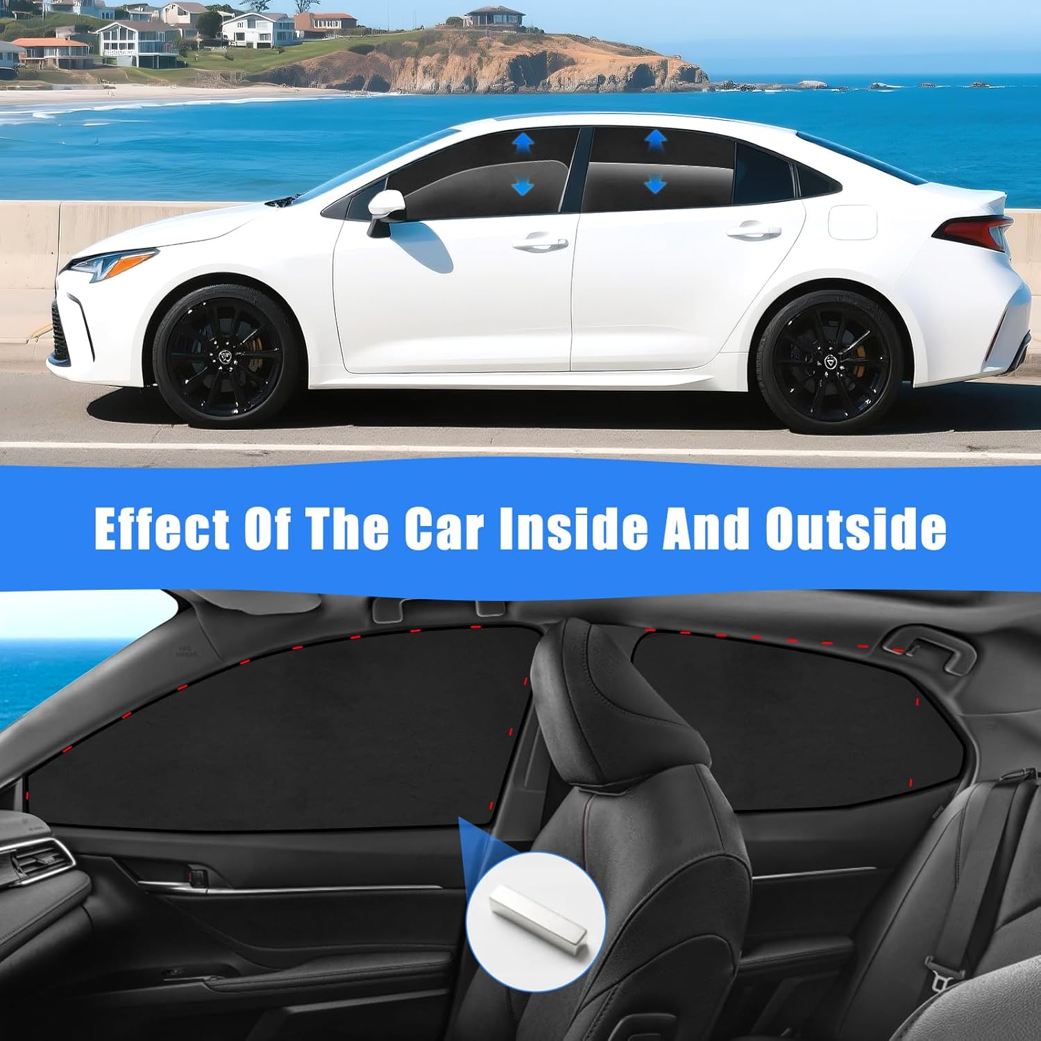 ZATOOTO Car Window Shades for Toyota Camry 2018-2023, Custom Fit Suede Car Window Covers for 100% UV & Privacy Protection, Heat Insulation, 4 Packs Side Window Sun Shade for Family Travel, Baby, Pets
