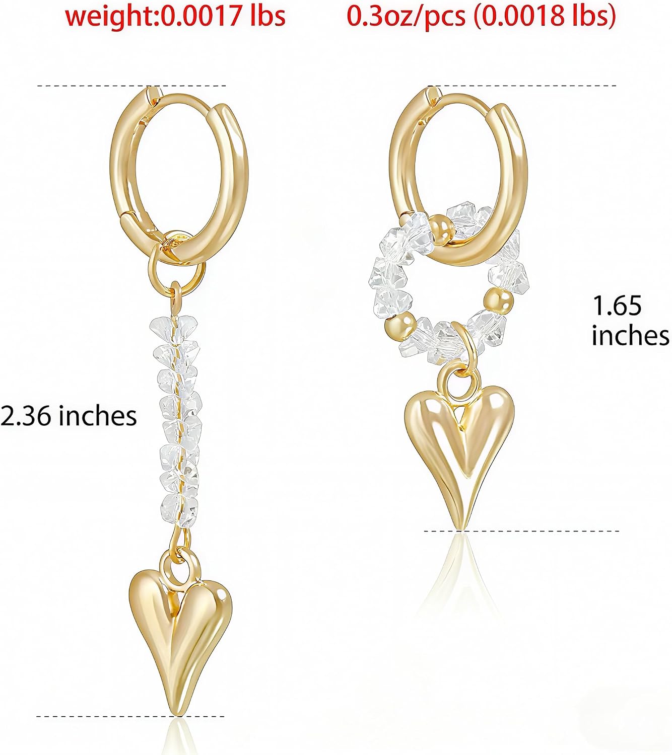 Gold-Tone Hoop Earring for Women, Chunky, Chain, Baroque Pearl, Geometric Dangle, Handmade, Hypoallergenic Fashion Jewelry image 2